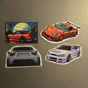 Car Magnets Cool Red & White Custom Cars Slammed JDM